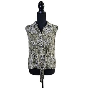 🦃 Peace & Pearls Sleeveless Collared Sheer Summer Comfort Casual Button Medium